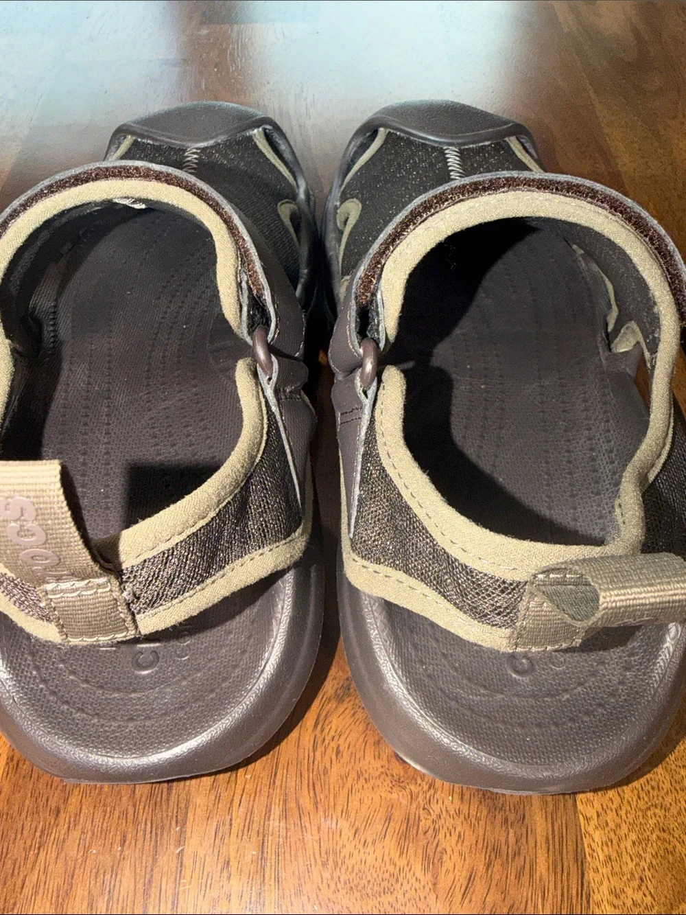 CROCS Swiftwater Men's Taupe and Beige Mesh Sport Slides